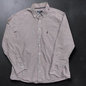 Johnnie-O Casual Fit Button Down Checkered White Purple Shirt Men's Size XL